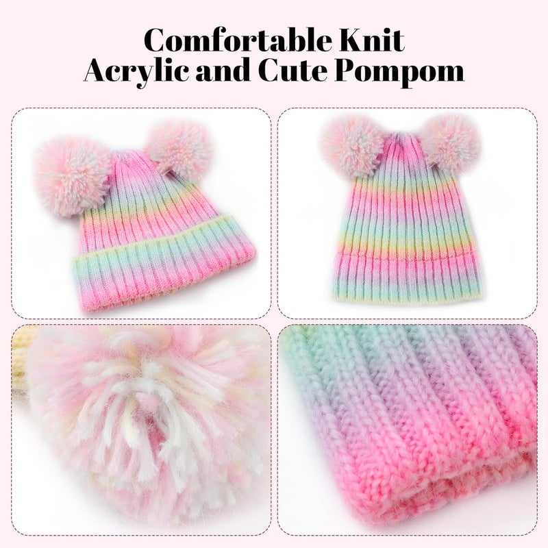 ACTLATI Kids Winter Knitted Beanie Hat Colorful Pompom Ears Ski Hat for Boy Girl(Ages 7-12) - Image 5